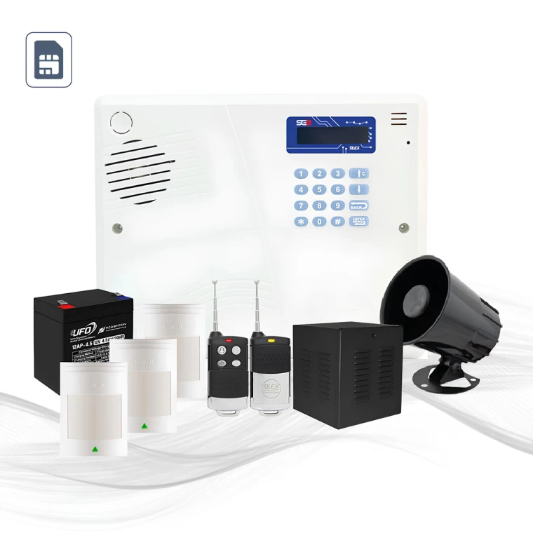 پکیج دزدگیر سایلکس با سه چشمی باسیم با مرکز فرمان SG8-Lite